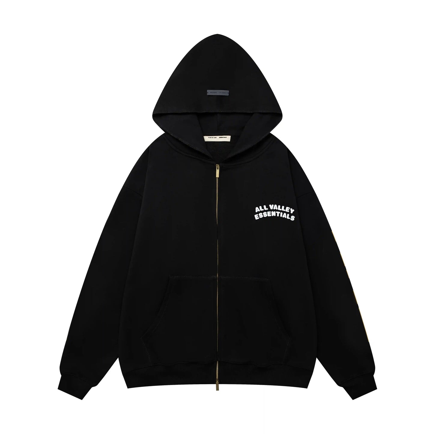 Fear of God Essentials Black Zip-Up Hoodie | Premium Black Full Zip Hoodie