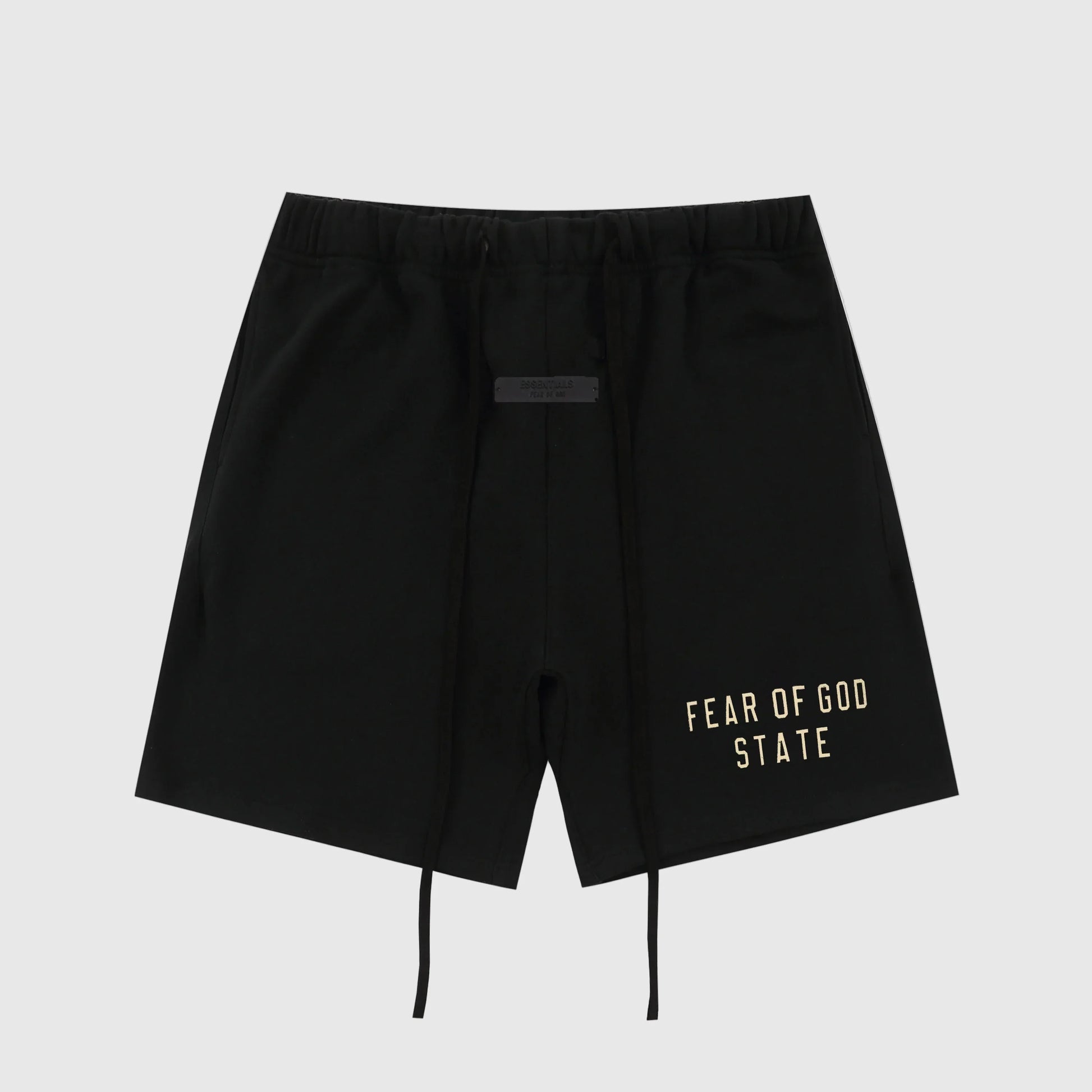 Essentials Black fleece shorts front view – Fear of God