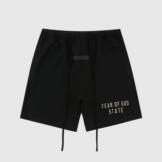 Essentials Black fleece shorts front view – Fear of God