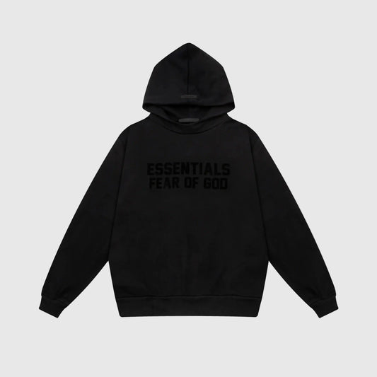 essentials black hoodie relaxed fit streetwear