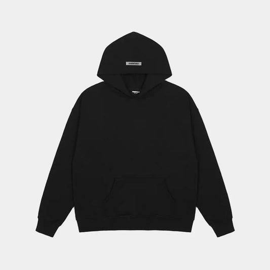 essentials black hoodie relaxed fit streetwear