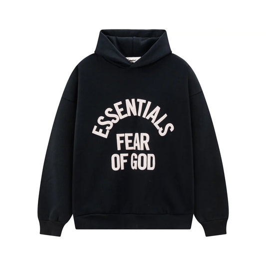 Fear of God Essentials Black Hoodie | Signature Black Pullover Essentials Hoodie