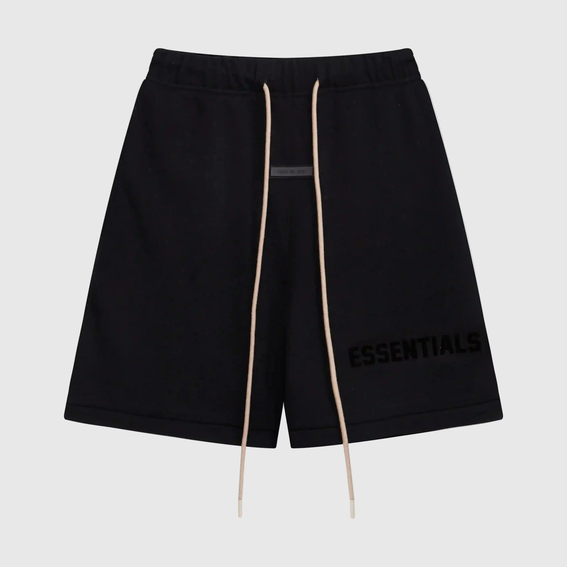 Essentials Black fleece shorts front view – Fear of God
