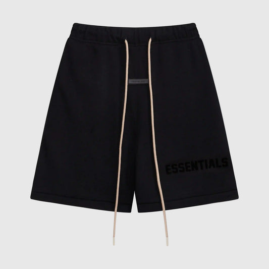 Essentials Black fleece shorts front view – Fear of God