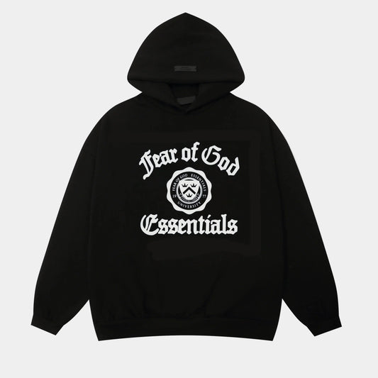 essentials black hoodie relaxed fit streetwear