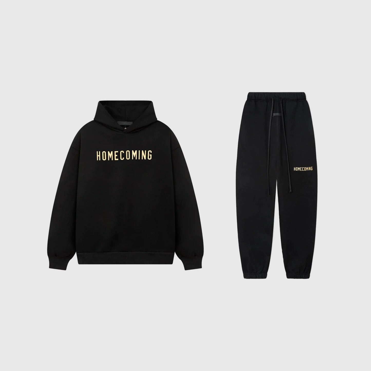 Essentials Black Hoodie Set front view – Fear of God matching set