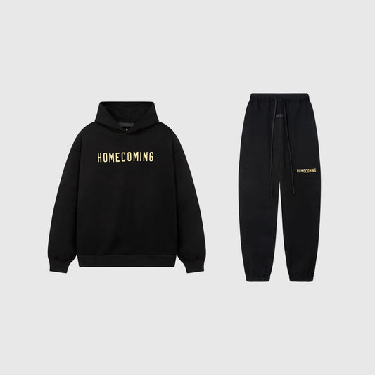 Essentials Black Hoodie Set front view – Fear of God matching set