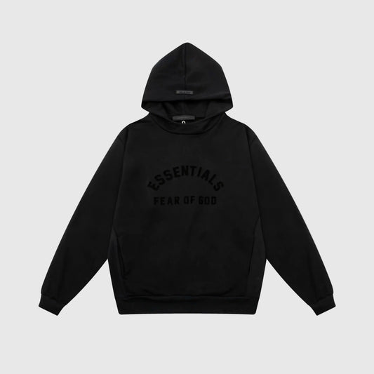 essentials black hoodie relaxed fit streetwear