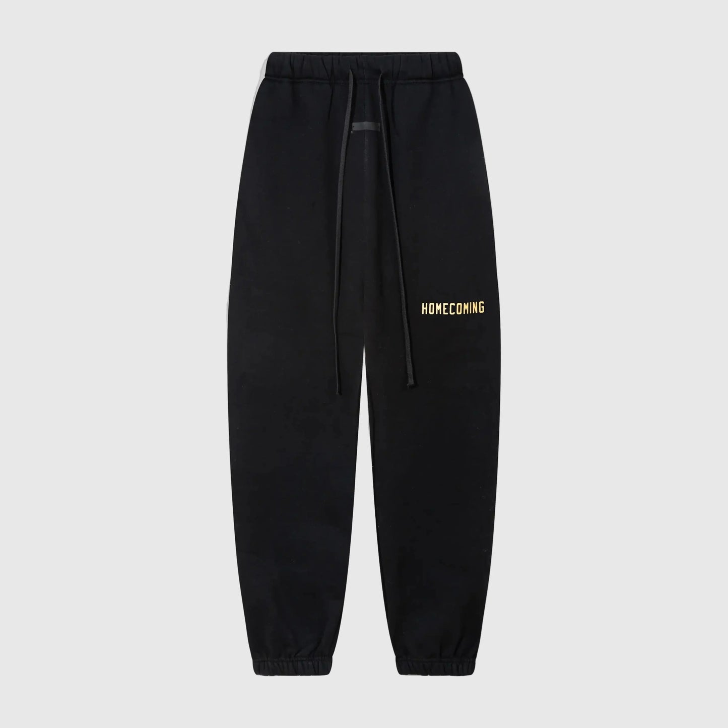 Essentials black elevated street fleece sweatpants by Fear of God front view