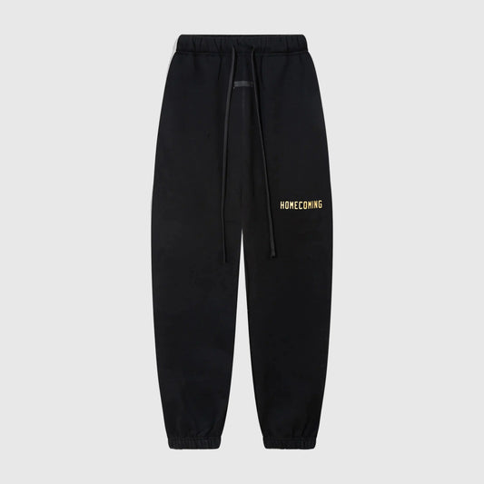 Essentials black elevated street fleece sweatpants by Fear of God front view