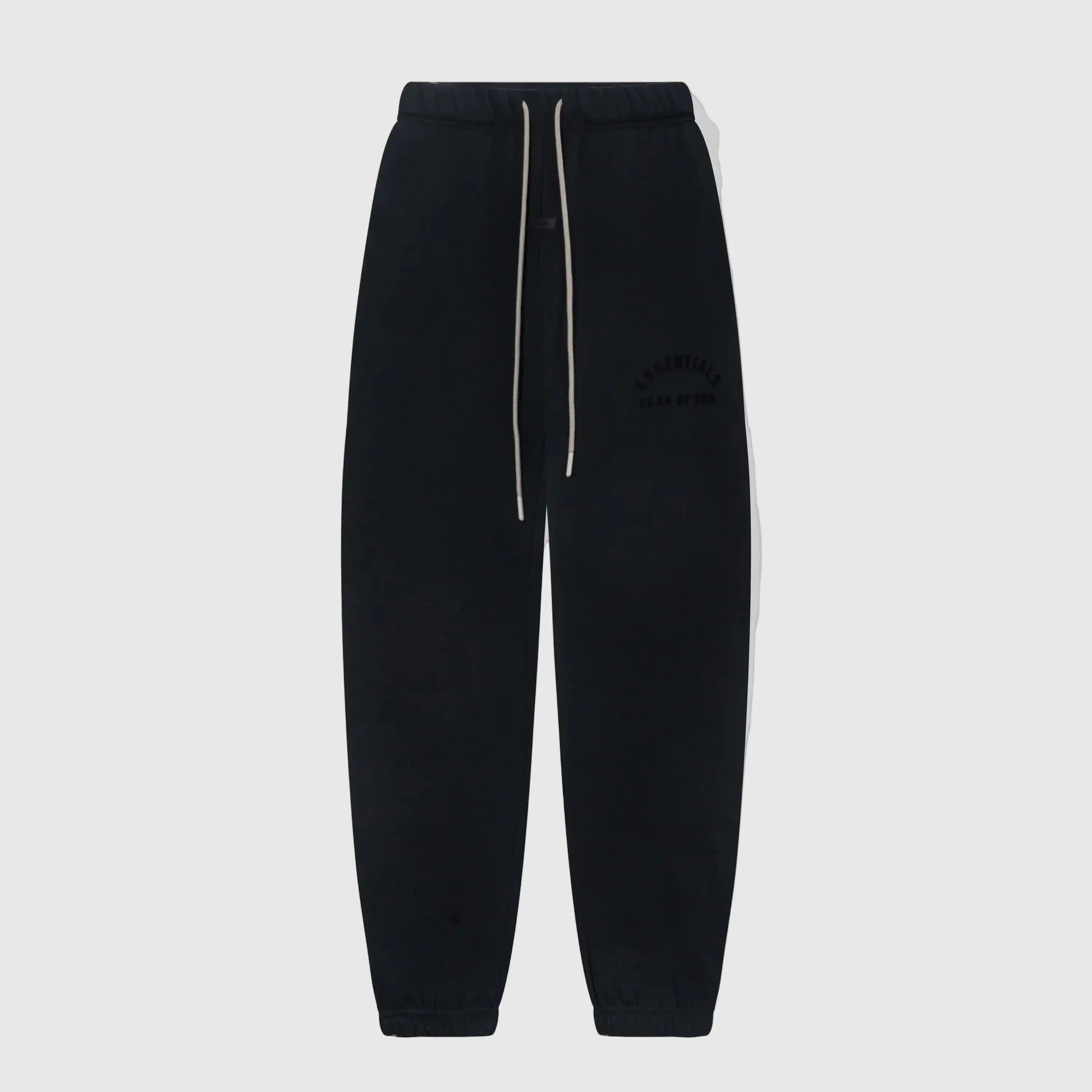Core fleece fabric detail on black elevated sweatpants by Fear Of God