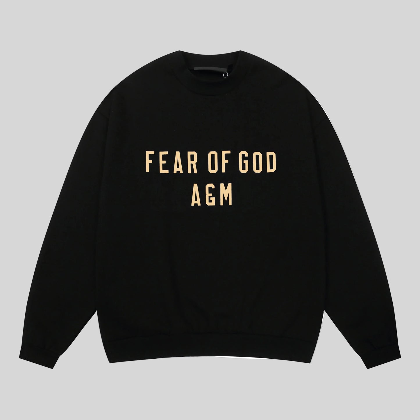 Fear of God Essentials black crewneck sweatshirt front view core fleece