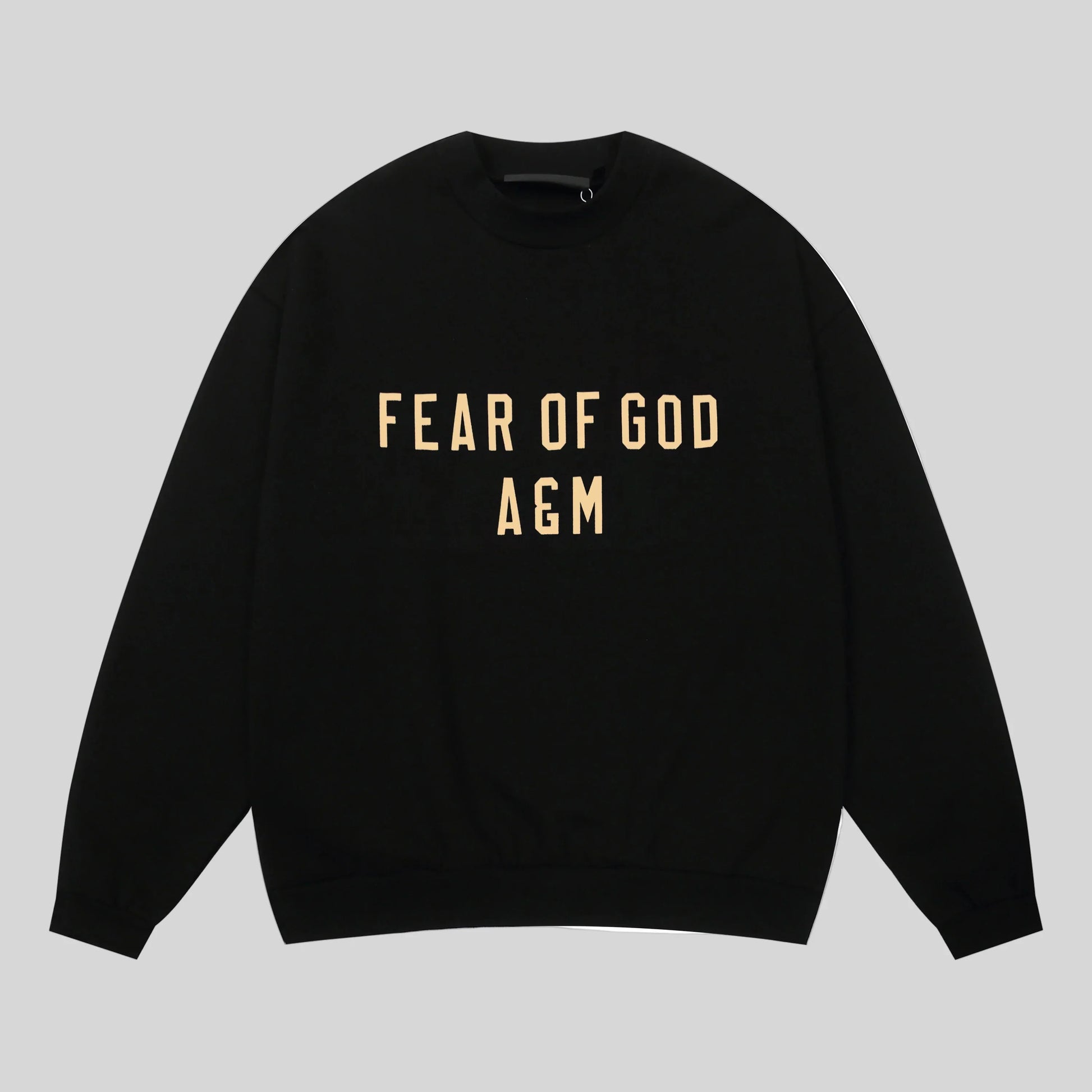 Fear of God Essentials black crewneck sweatshirt front view core fleece