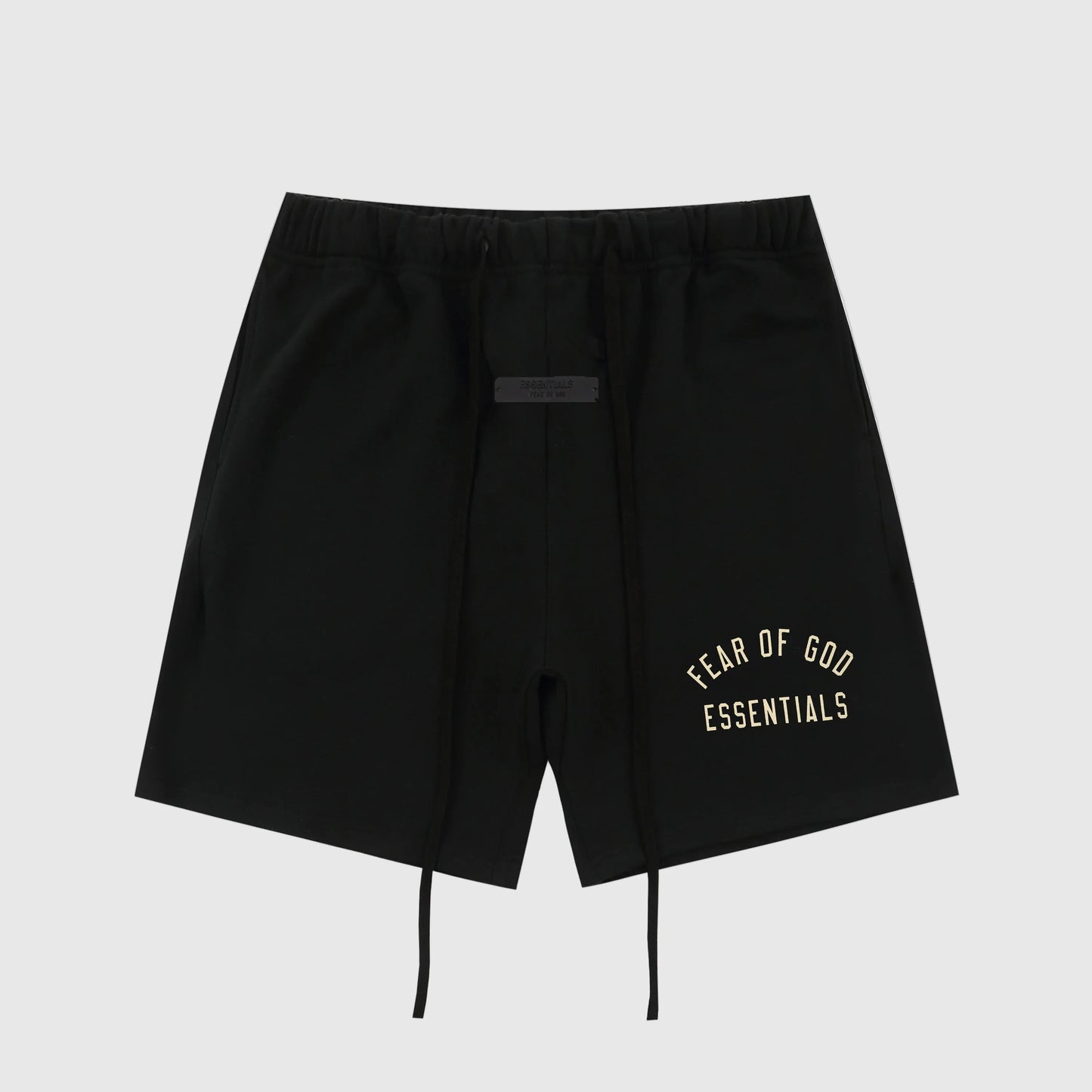 Essentials Black fleece shorts front view – Fear of God