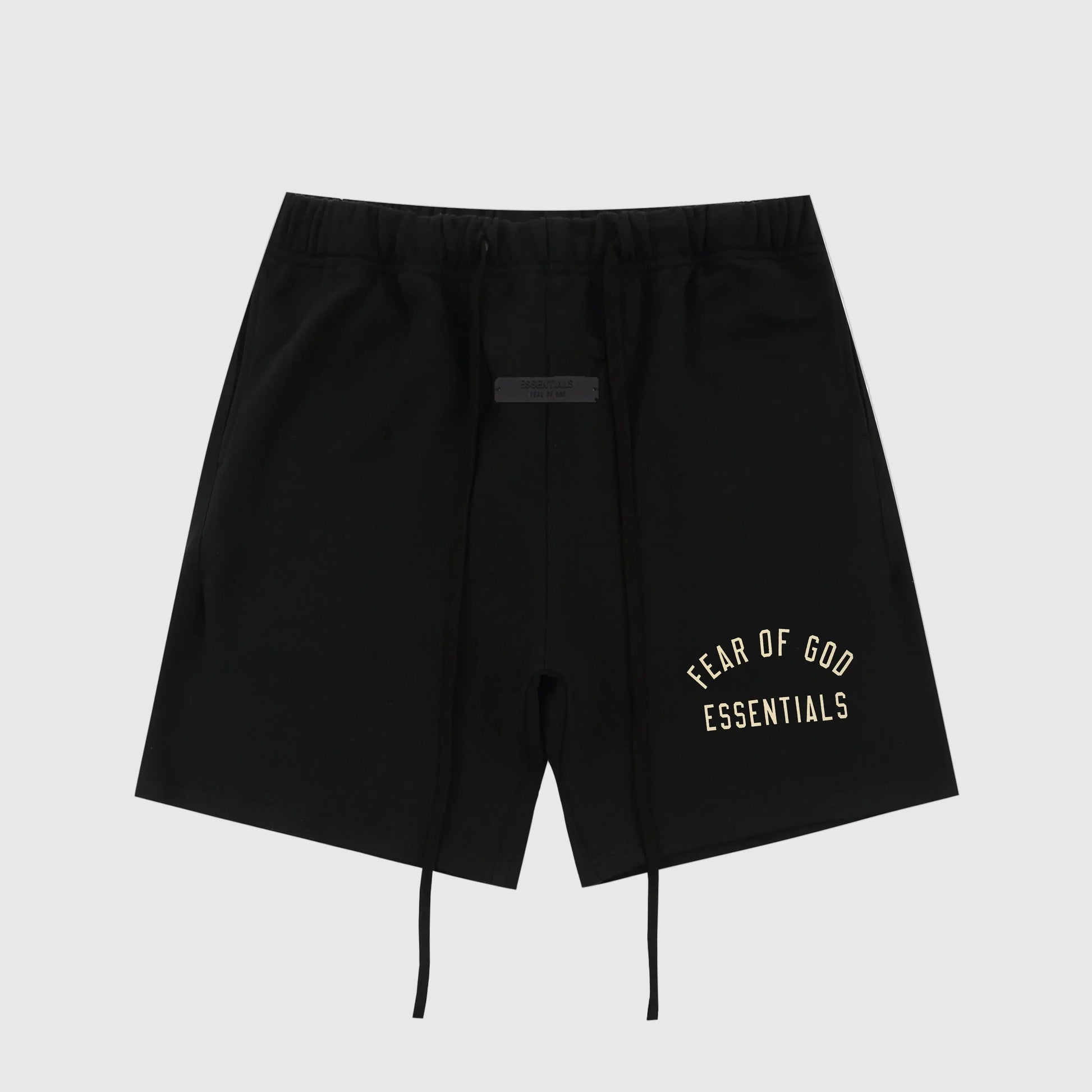 Essentials Black fleece shorts front view – Fear of God