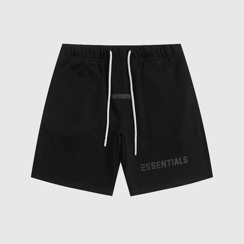 Essentials Black fleece shorts front view – Fear of God