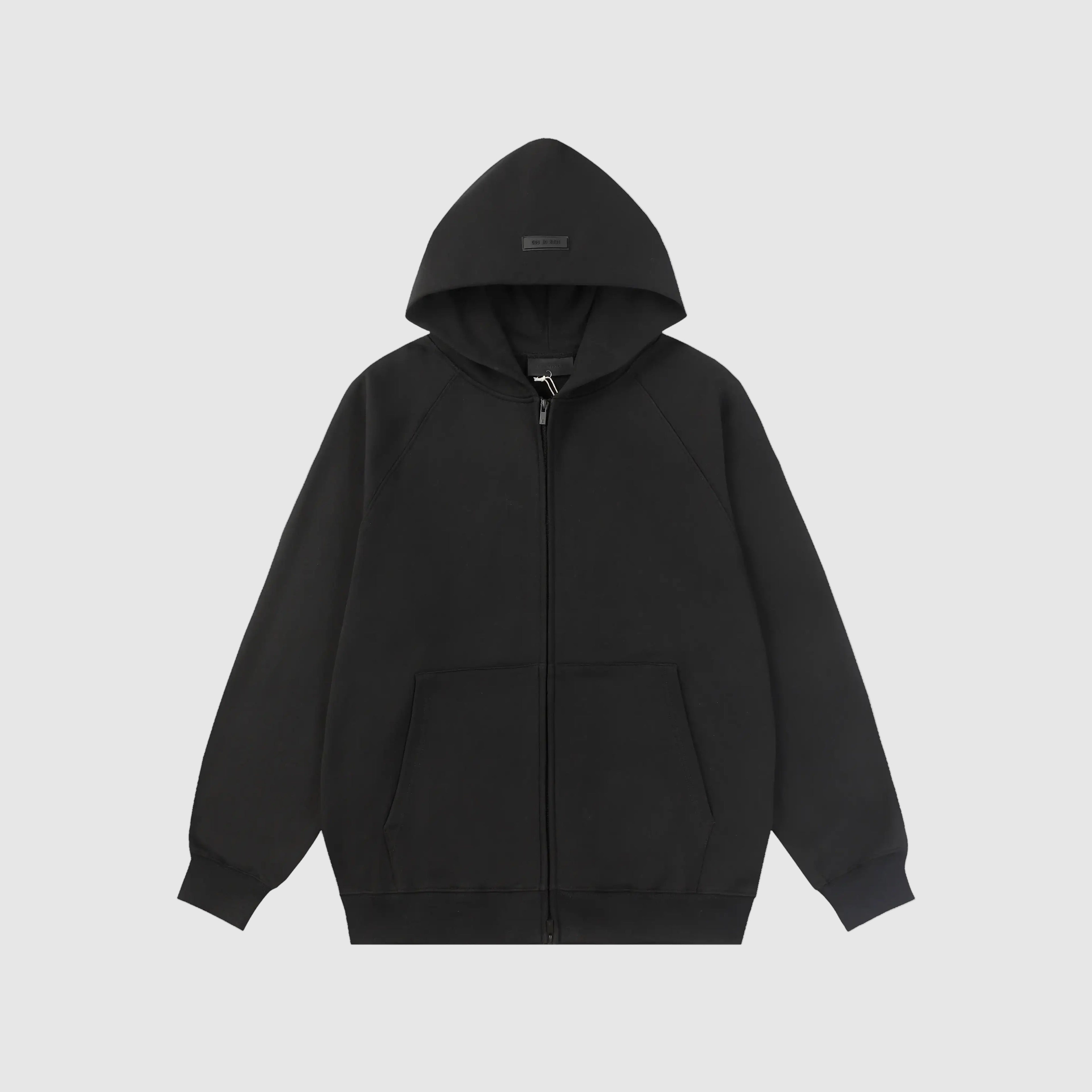 ESSENTIALS Clothing Black Zip Fleece Hoodie