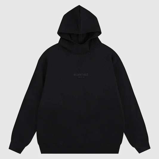 essentials black hoodie relaxed streetwear fit
