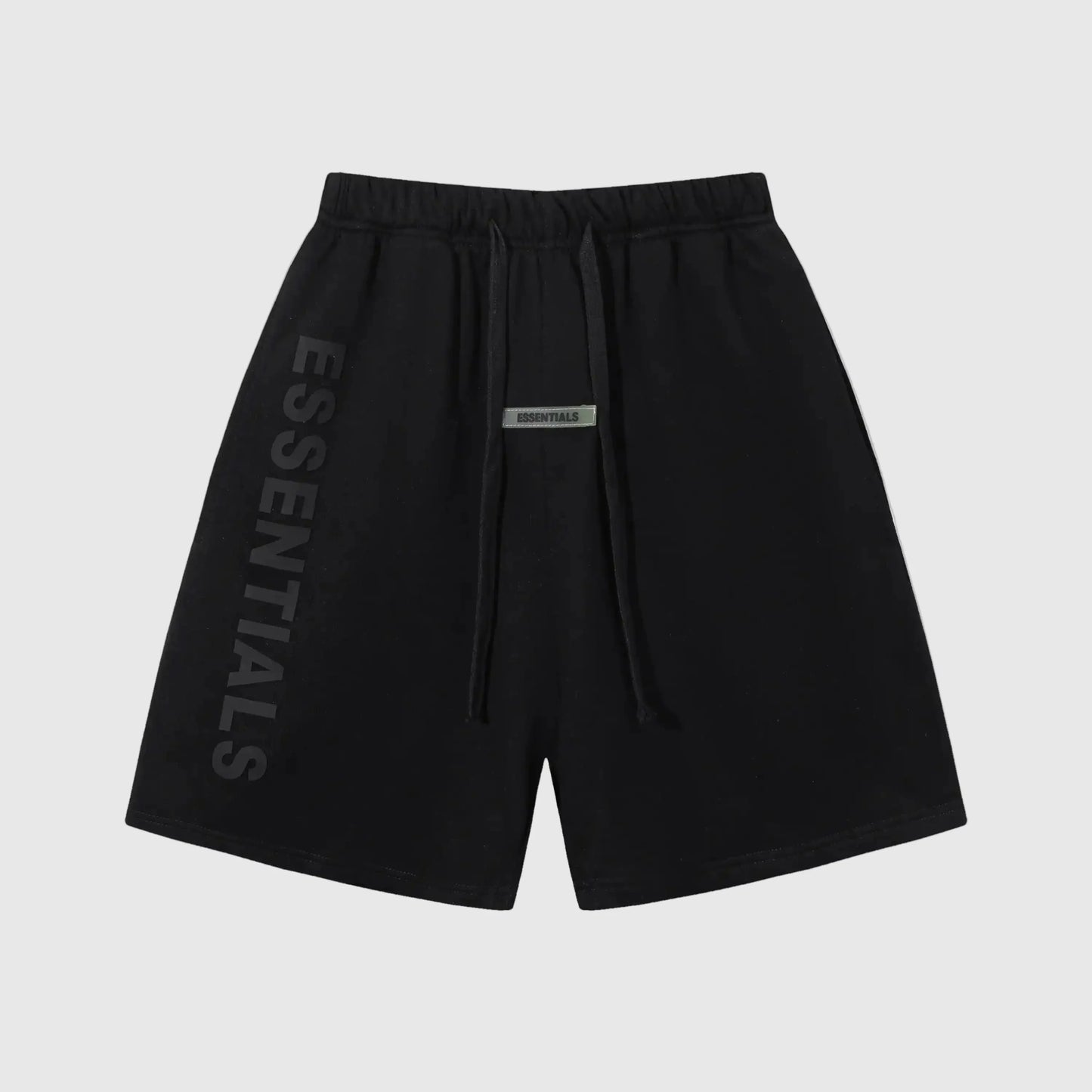 Essentials Black fleece shorts front view – Fear of God