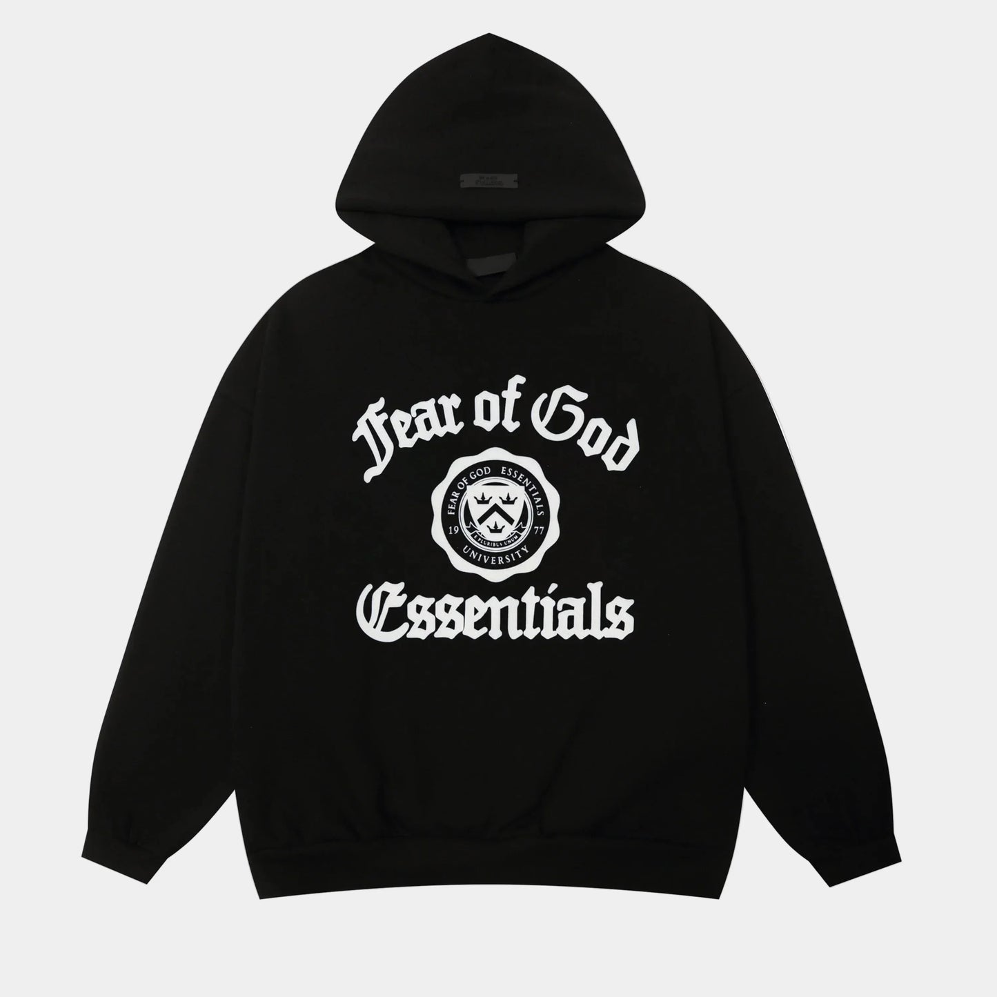 essentials black hoodie casual streetwear relaxed fit