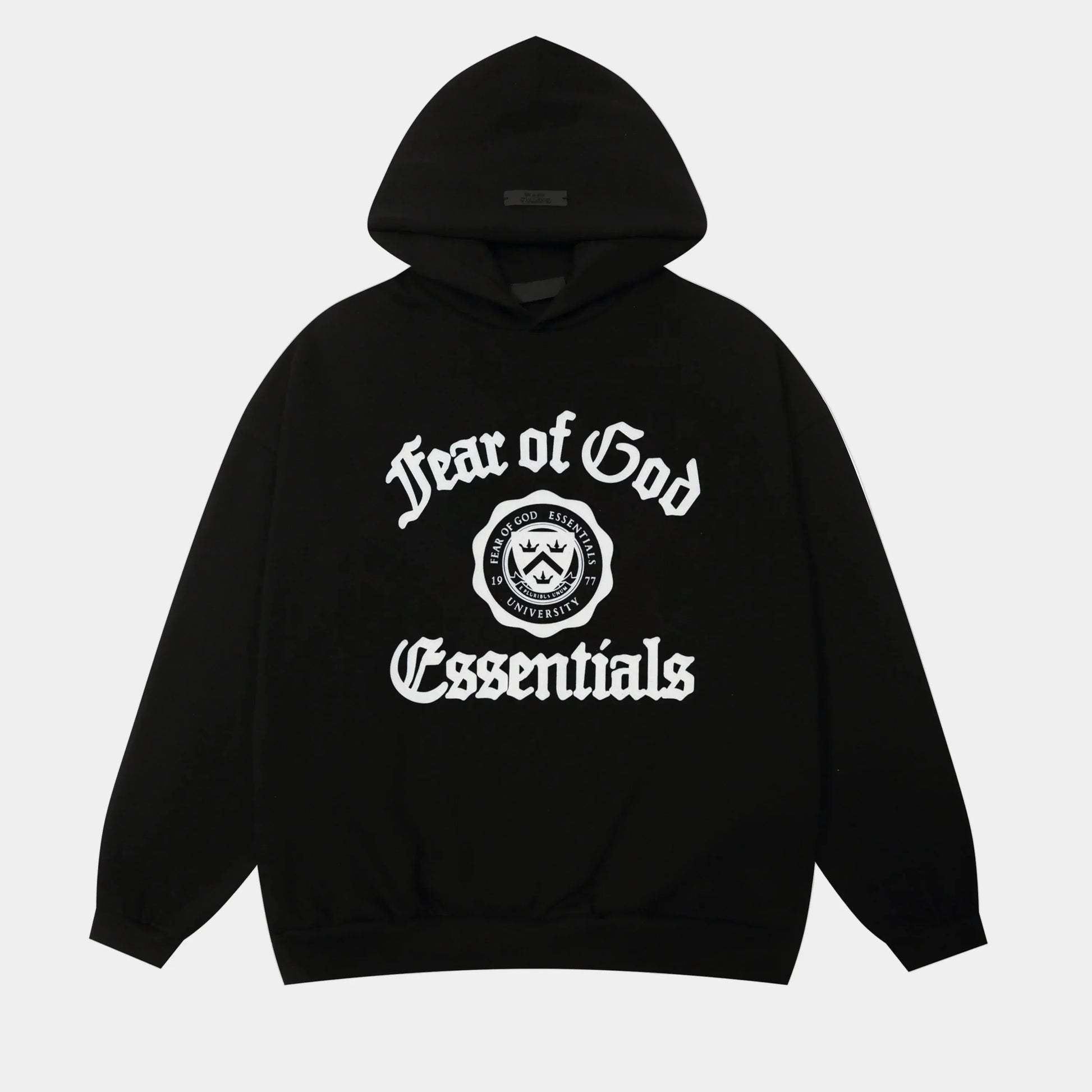 essentials black hoodie casual streetwear relaxed fit