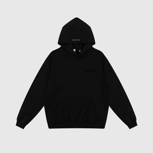 essentials black hoodie relaxed fit streetwear
