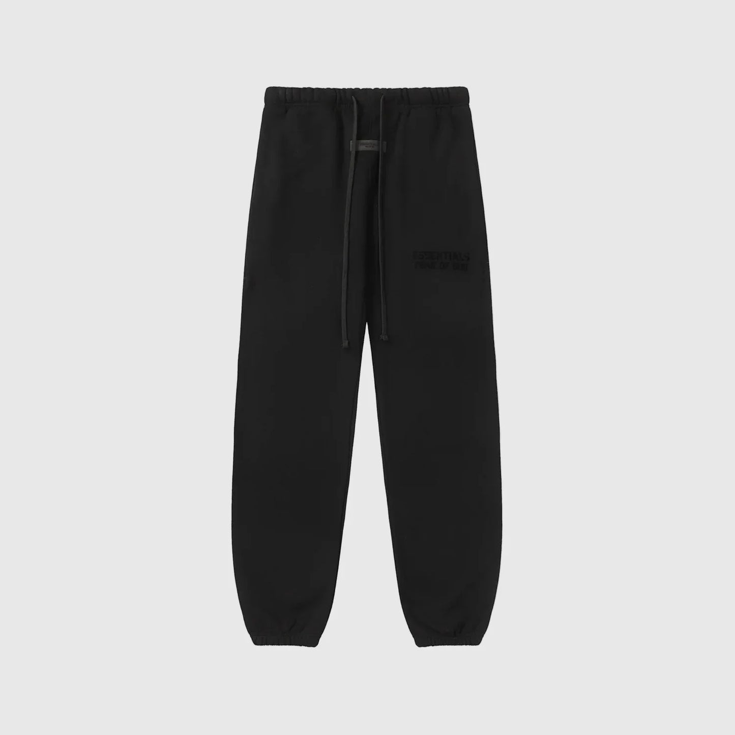 Essentials black relaxed fleece sweatpants by Fear of God front view
