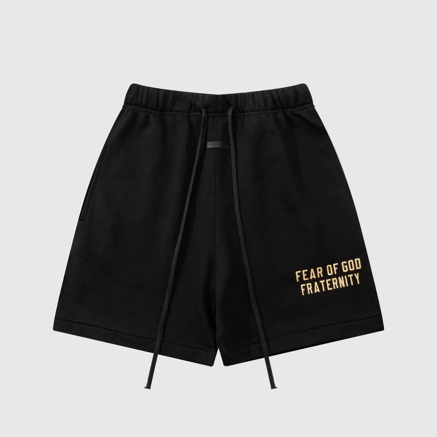 Essentials Black fleece shorts front view – Fear of God