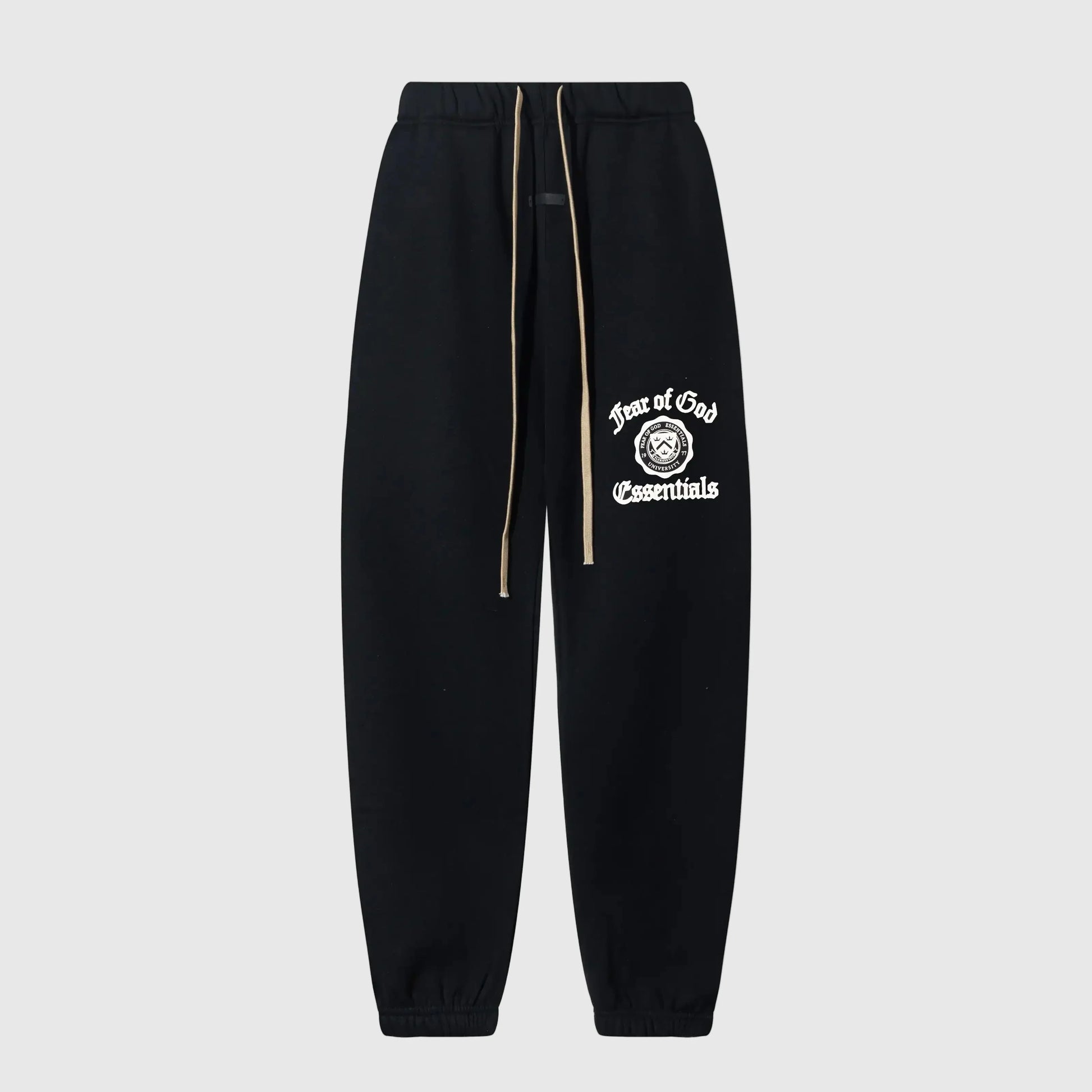 Essentials black street core sweatpants by Fear of God front view