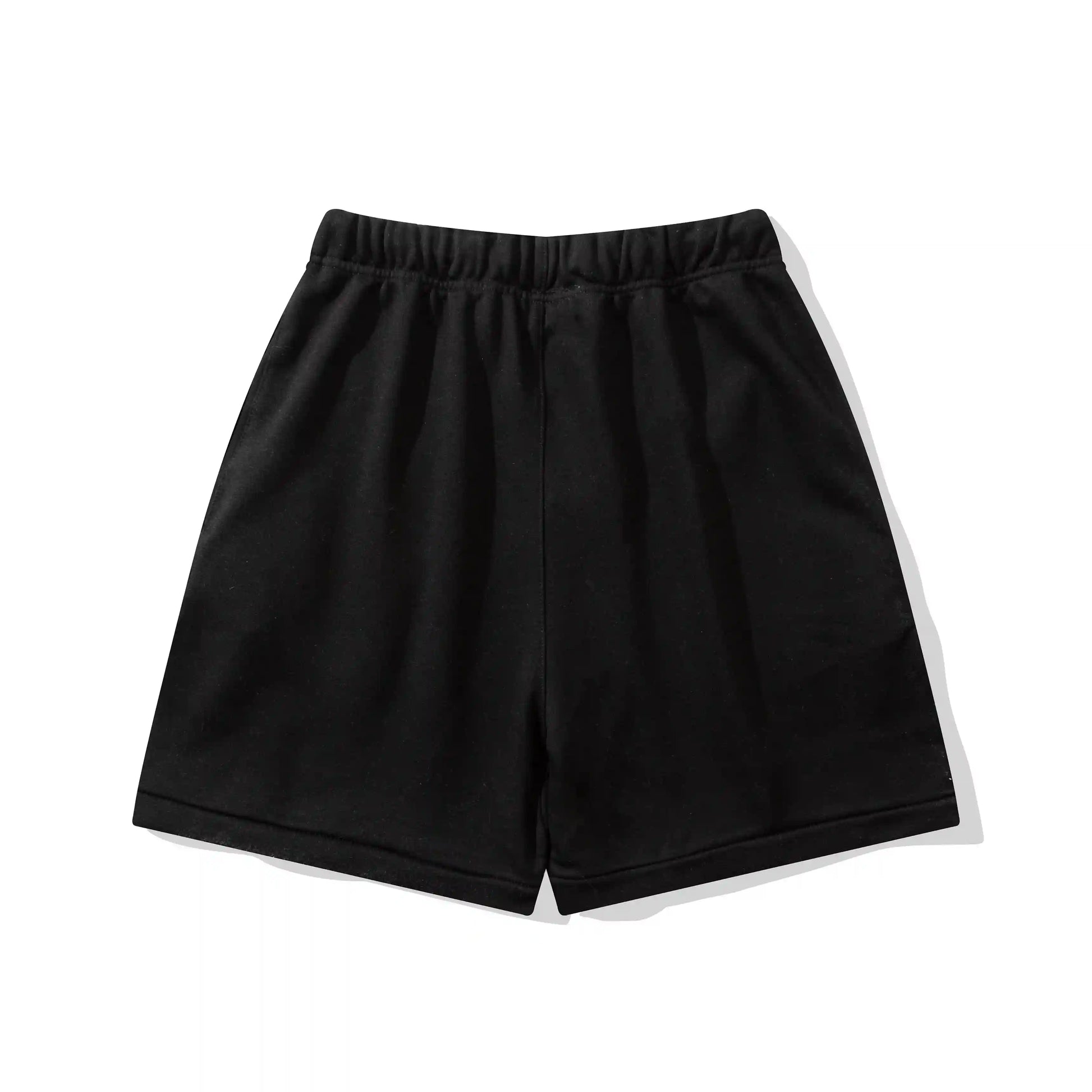 Fear of God Essentials Black fleece shorts relaxed fit side view