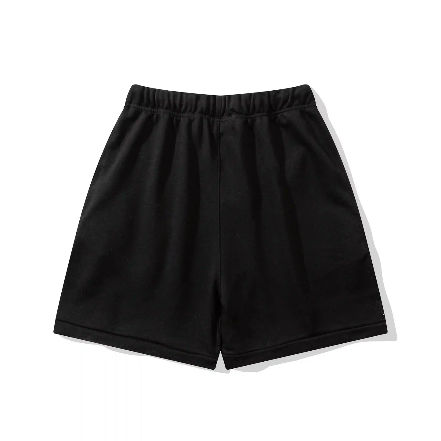 Fear of God Essentials Black fleece shorts relaxed fit side view