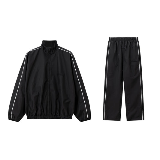 Essentials Tracksuit Black Zip Up Nylon Pullover