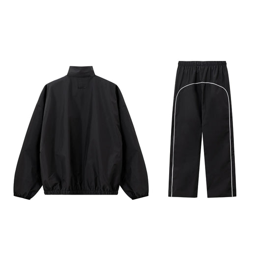 Essentials Tracksuit Black Zip Up Nylon Pullover
