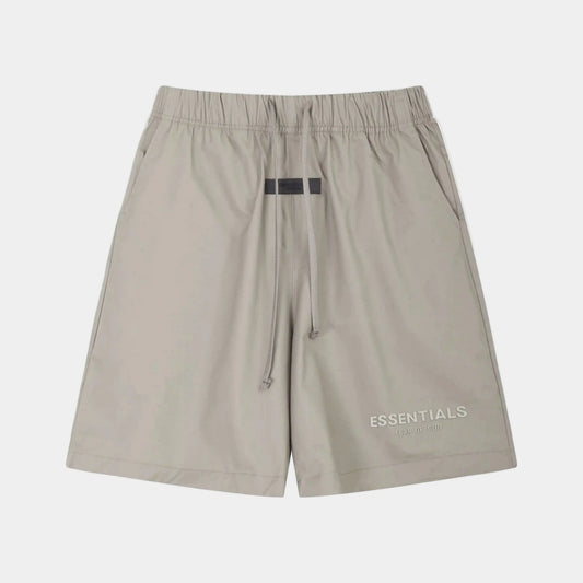 Essentials Heathered Grey fleece shorts front view – Fear of God