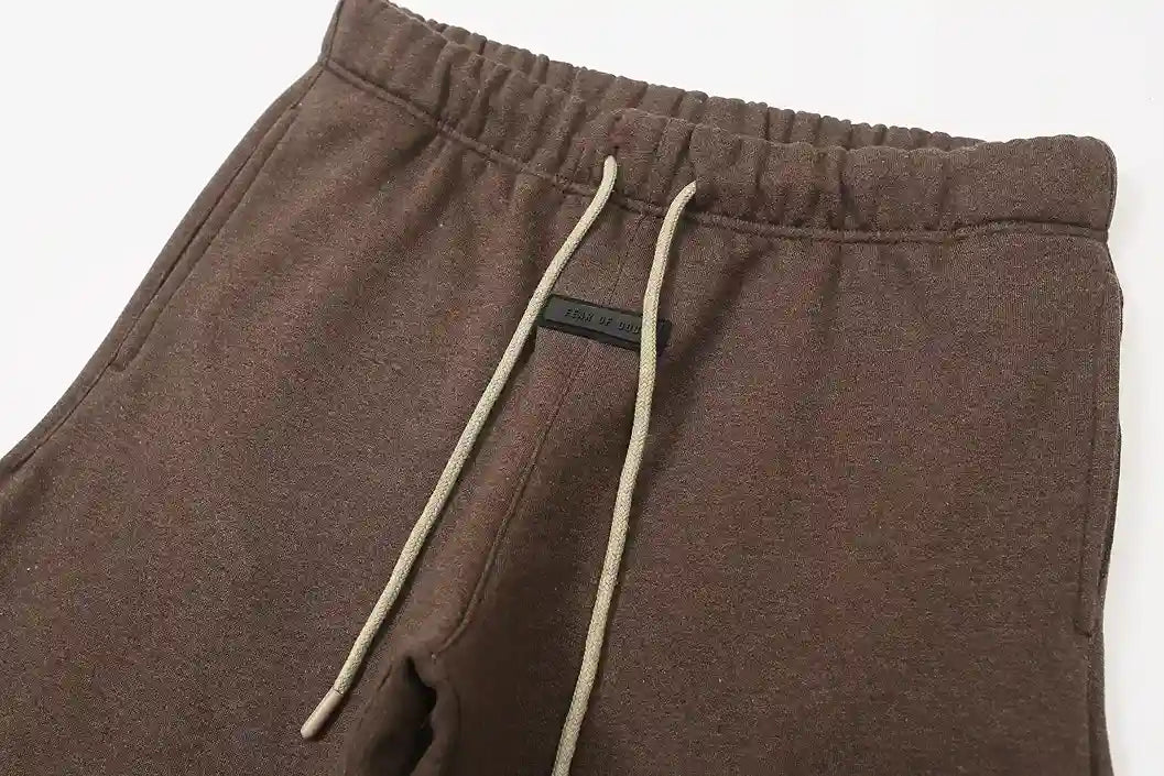 Premium fleece fabric detail on Congo brown sweatpants by Fear of God