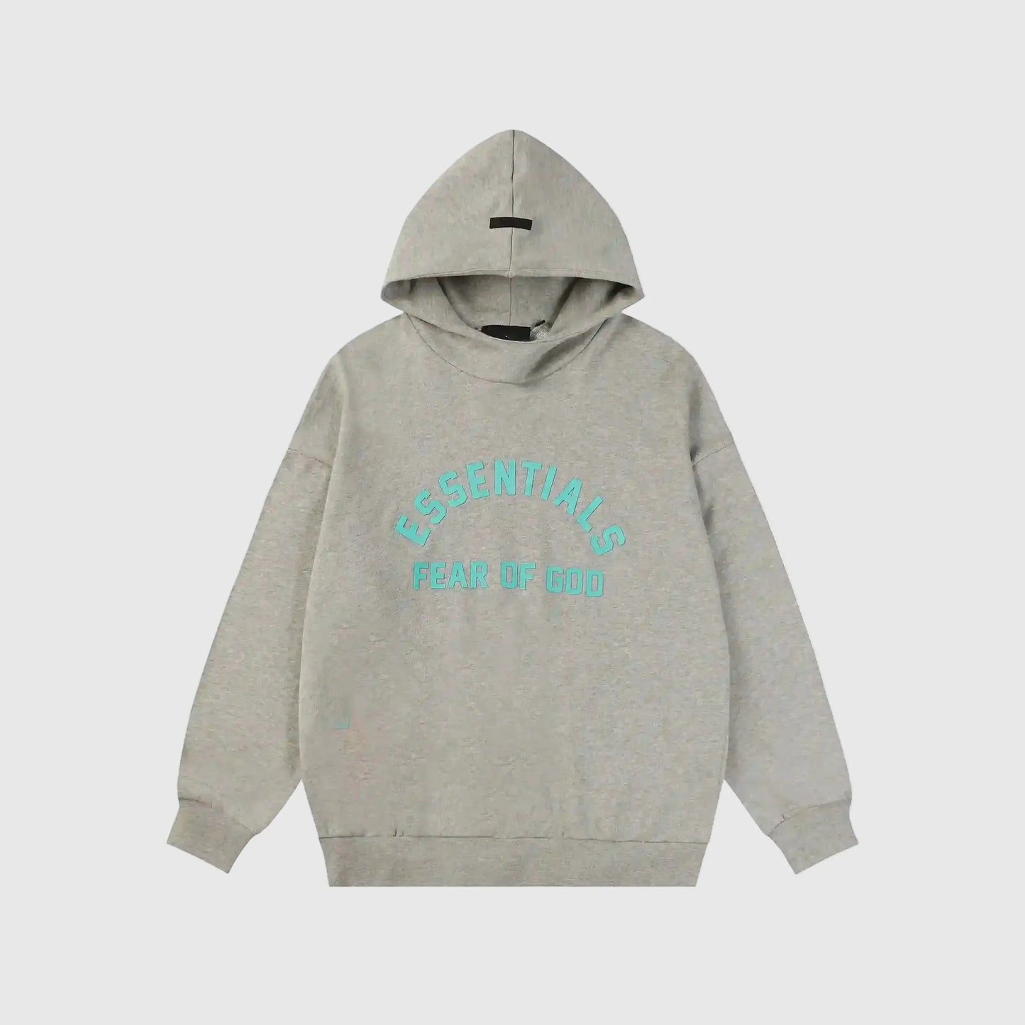essentials dark heather oatmeal hoodie relaxed fit streetwear