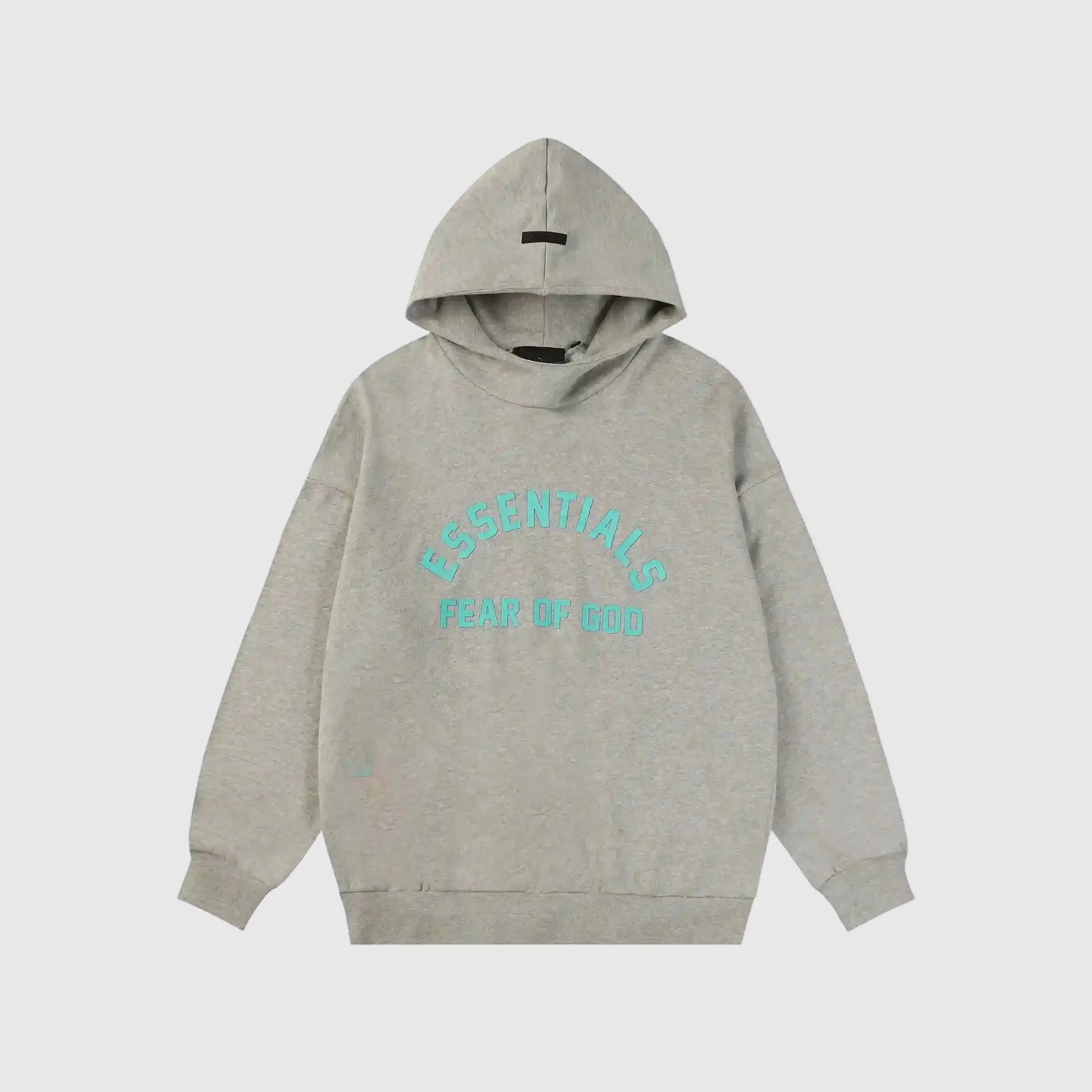 essentials dark heather oatmeal hoodie relaxed fit streetwear