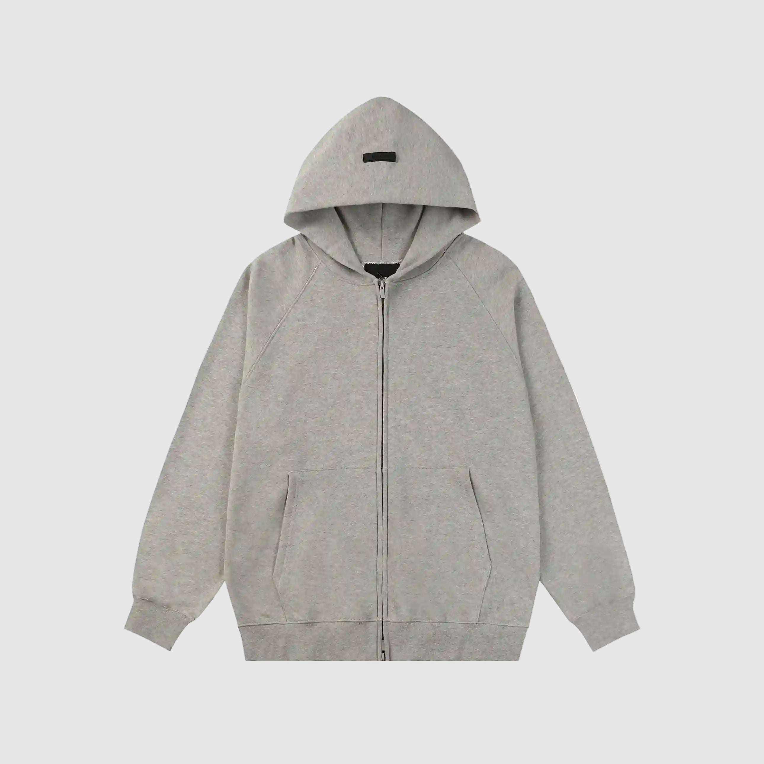 ESSENTIALS Clothing Dark Heather Oatmeal Zip Fleece Hoodie