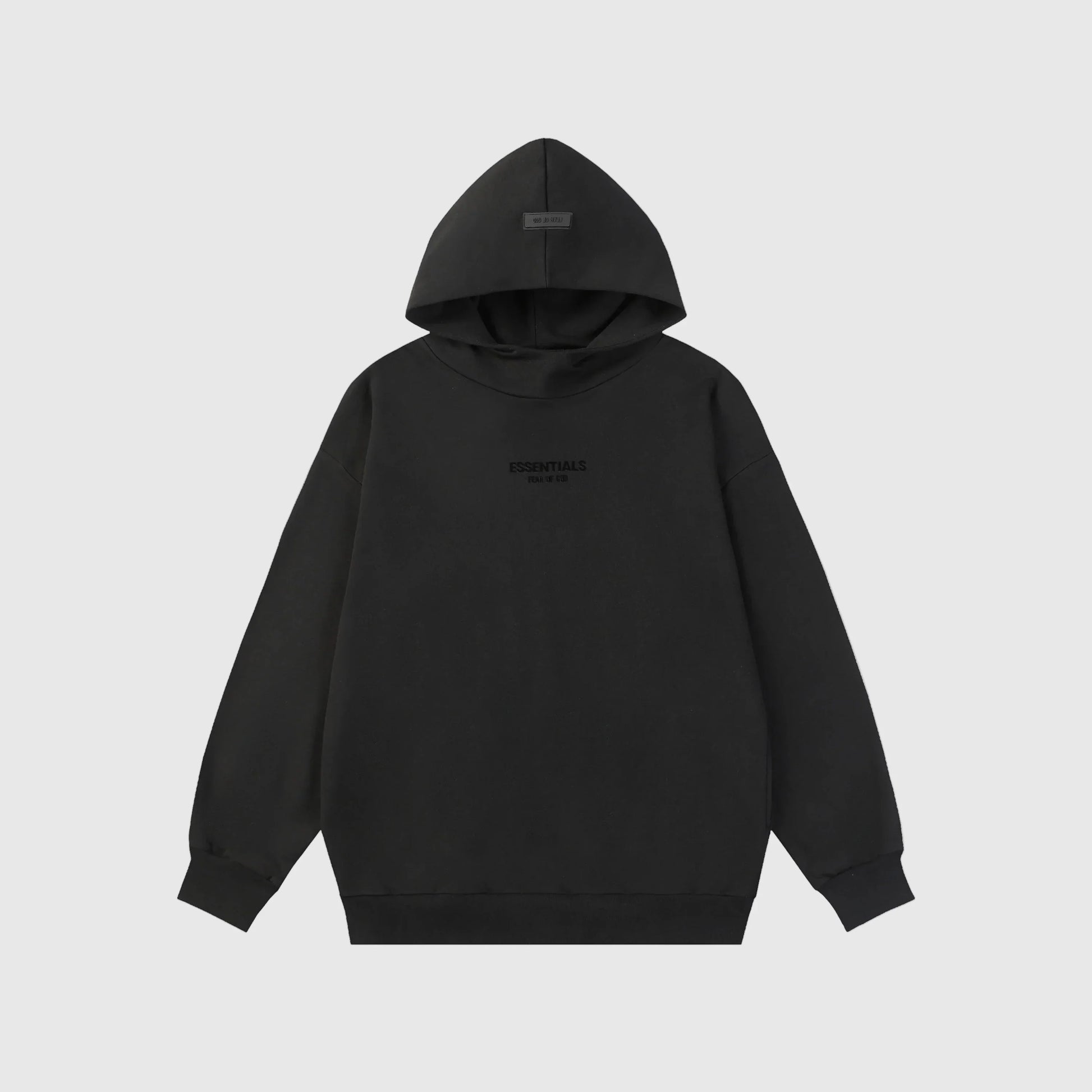 essentials black hoodie relaxed fit streetwear