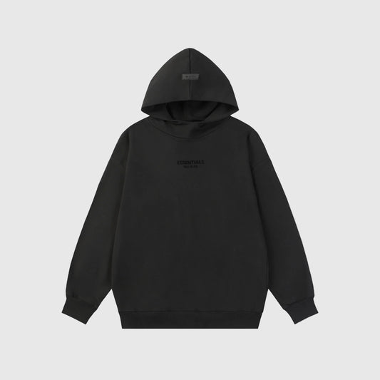 essentials black hoodie relaxed fit streetwear