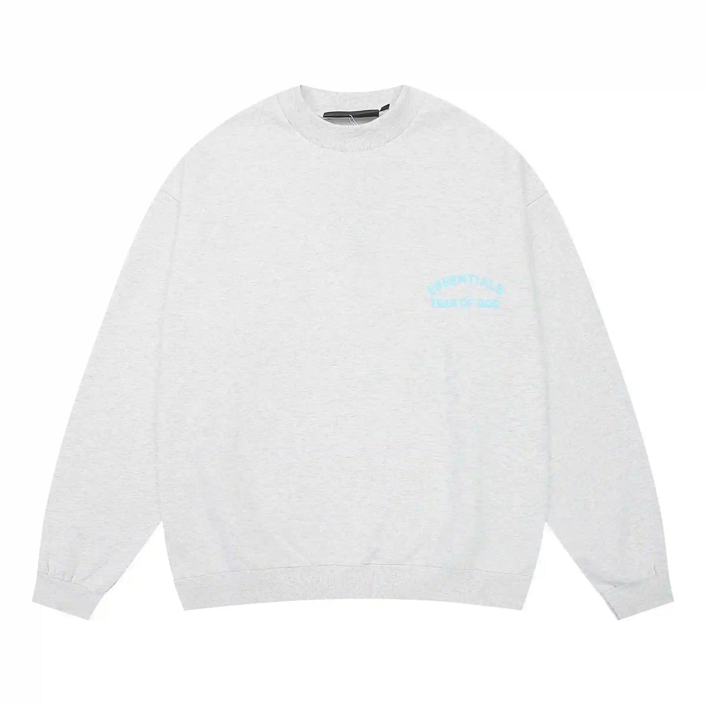 Eggshell Essentials hoodie center front rubberized black bar branding detail
