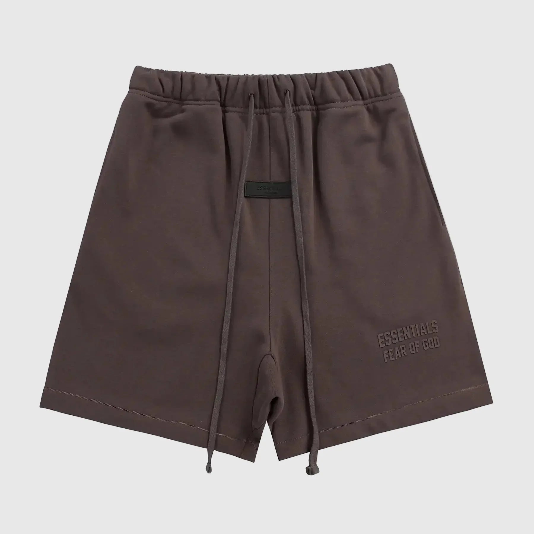 Fear of God Essentials Congo brown fleece shorts with tonal logo and long drawstrings