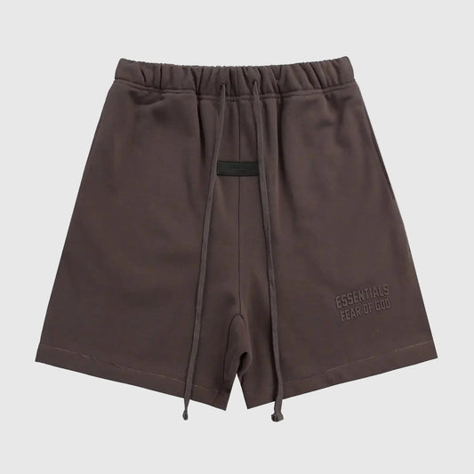 Fear of God Essentials Congo brown fleece shorts with tonal logo and long drawstrings