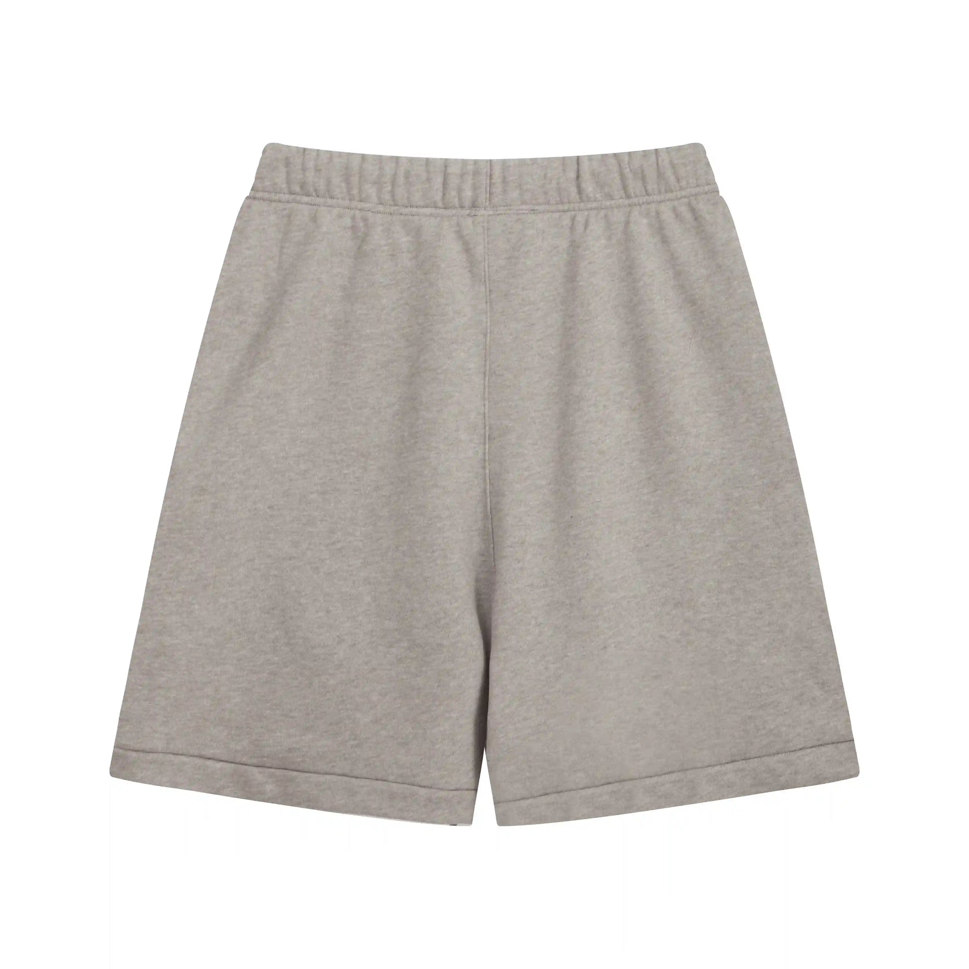 Fear of God Essentials heathered grey fleece shorts with tonal logo and everyday relaxed fit