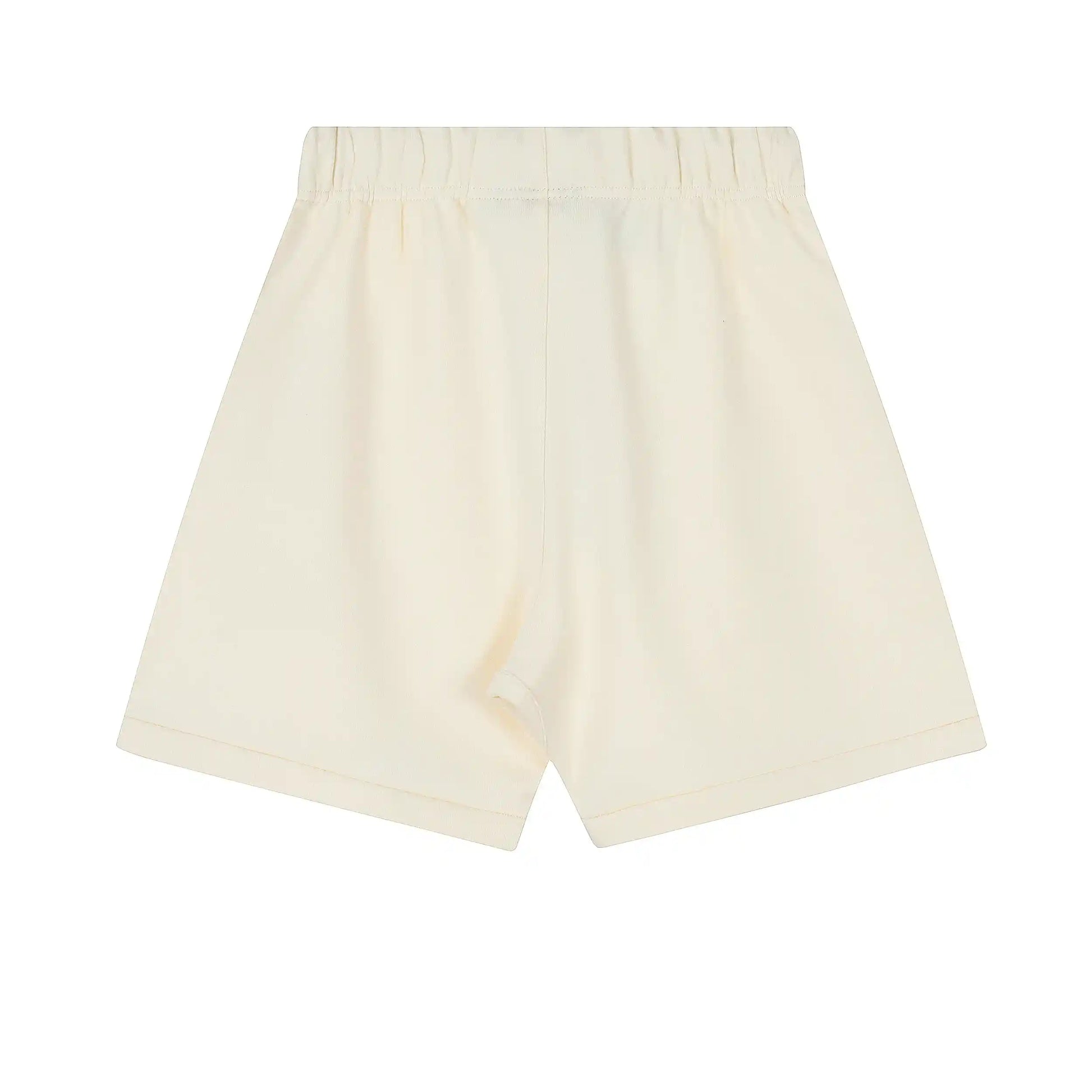 Fear of God Essentials Cloud Dance fleece shorts in neutral tone with tonal logo and relaxed silhouette