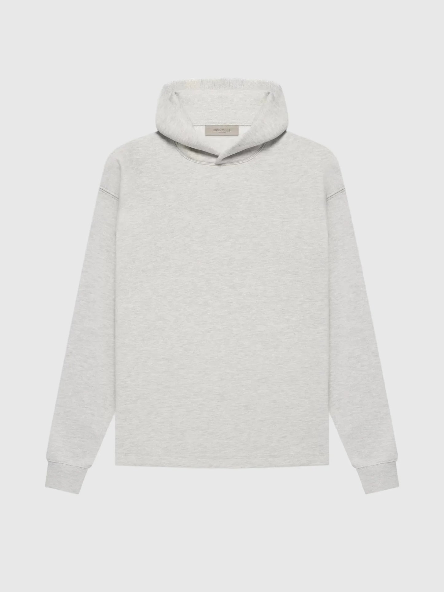 essentials light heather oatmeal hoodie relaxed fit streetwear