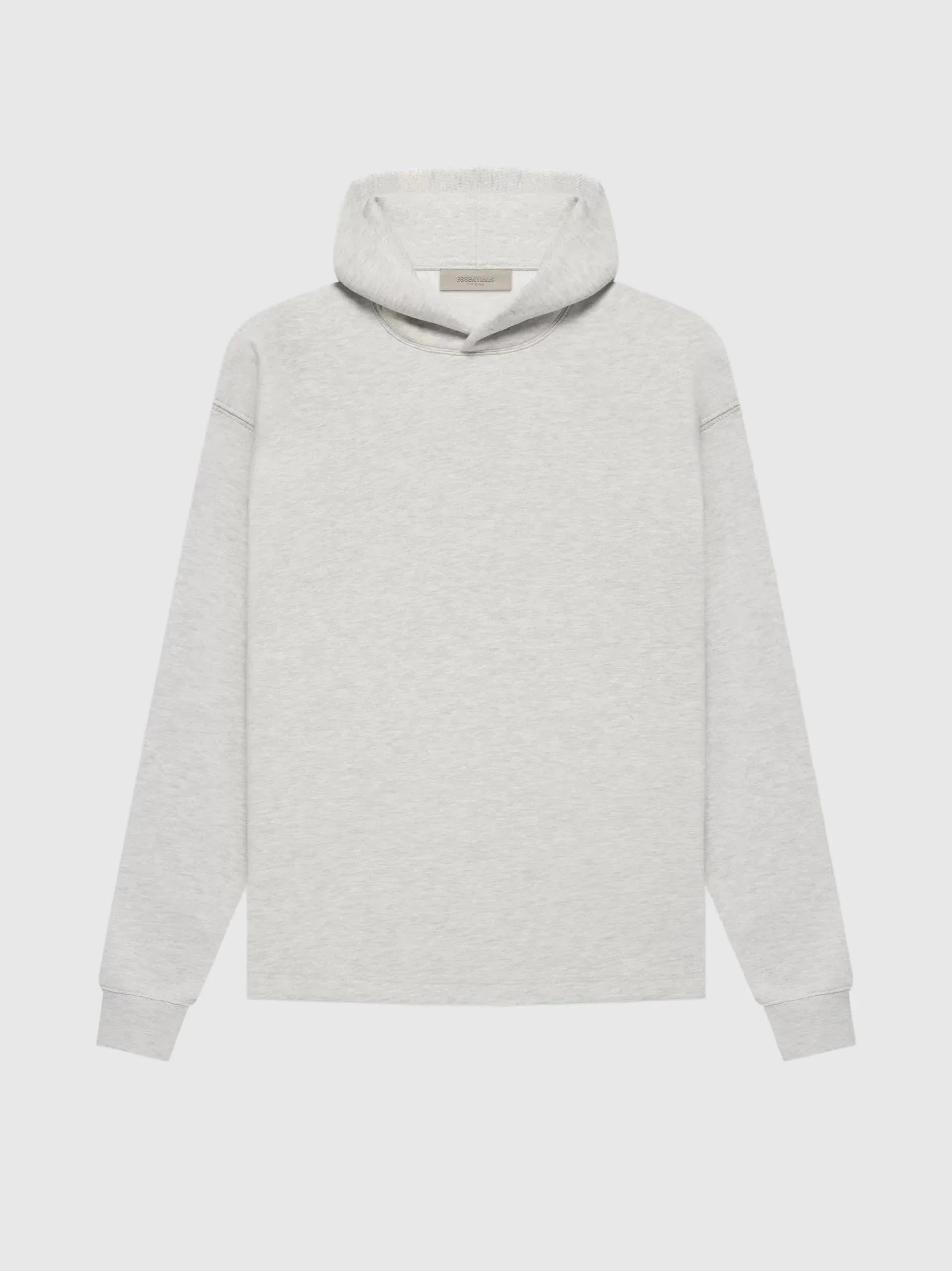 essentials light heather oatmeal hoodie relaxed fit streetwear