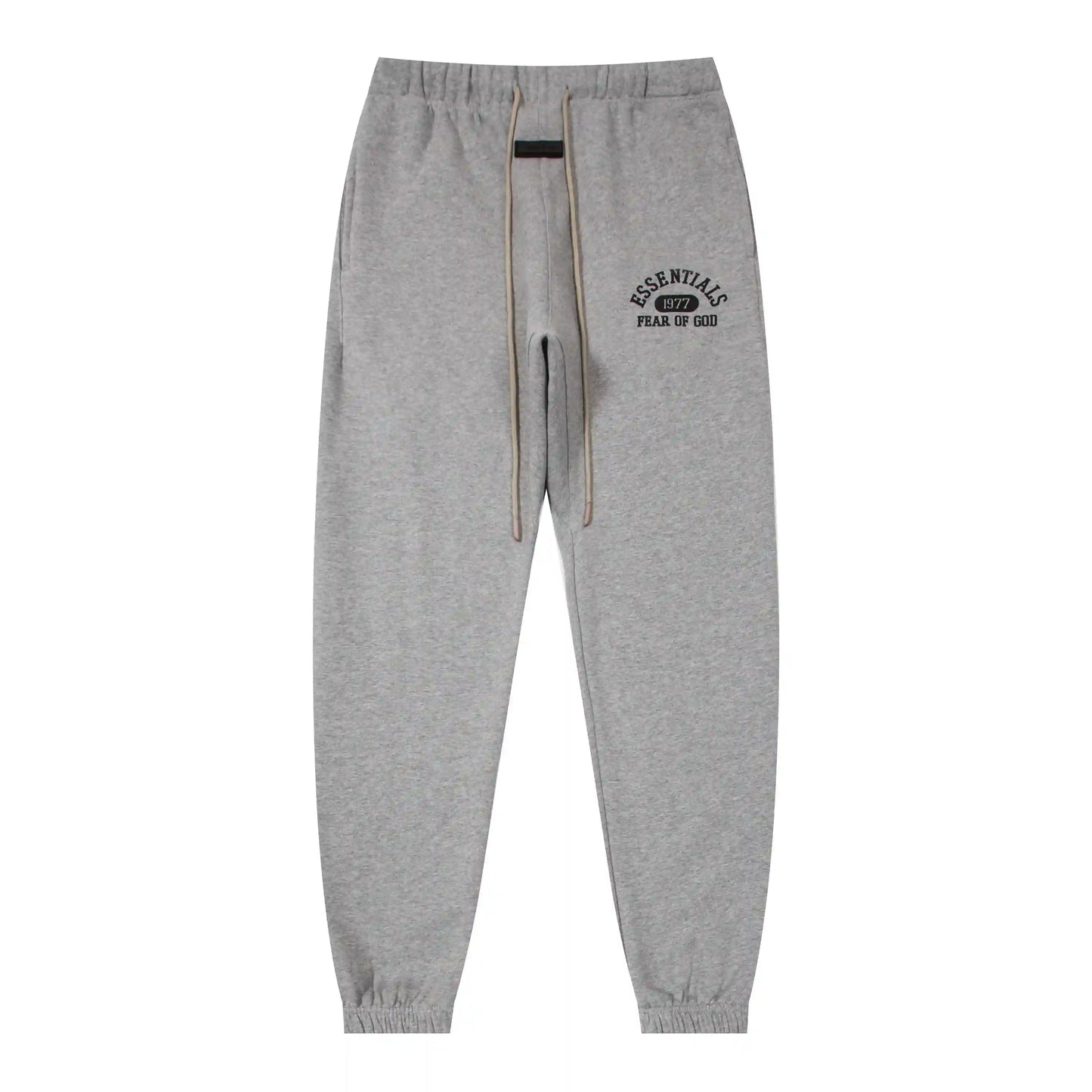 Essentials Dark Heather Oatmeal Hoodie Set back view – Fear of God set