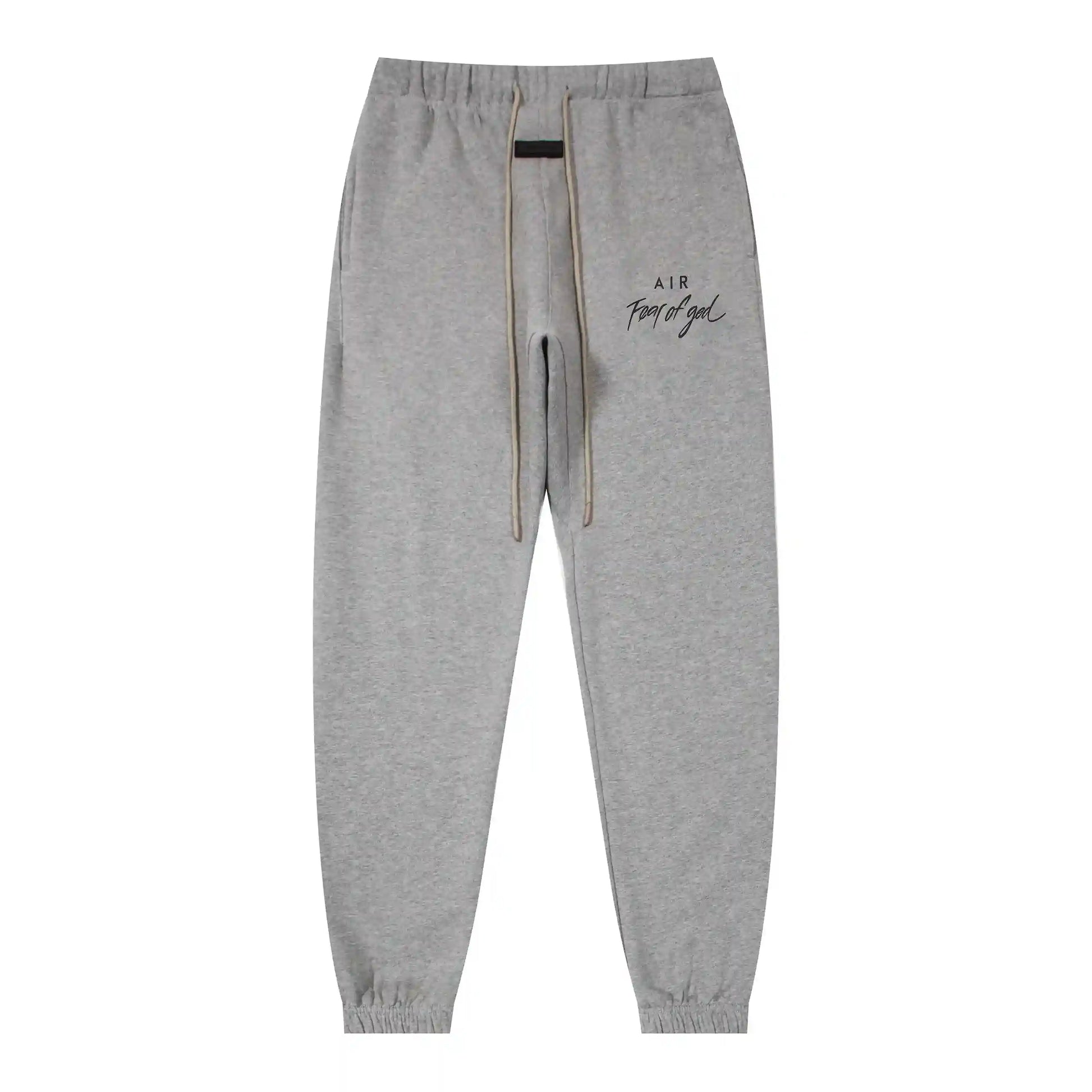 Essentials Dark Heather Oatmeal Hoodie Set back view – Fear of God set