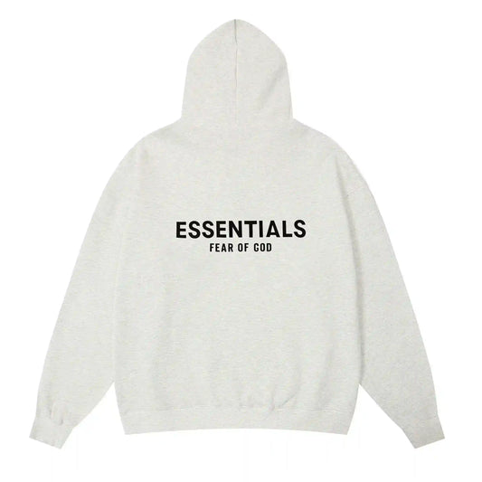 Essentials Cloud Dance hoodie back view relaxed fit heavyweight core fleece